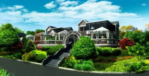 北京潮白河孔雀城伯顿庄园装修设计案例_197㎡中式风格装修效果图-齐