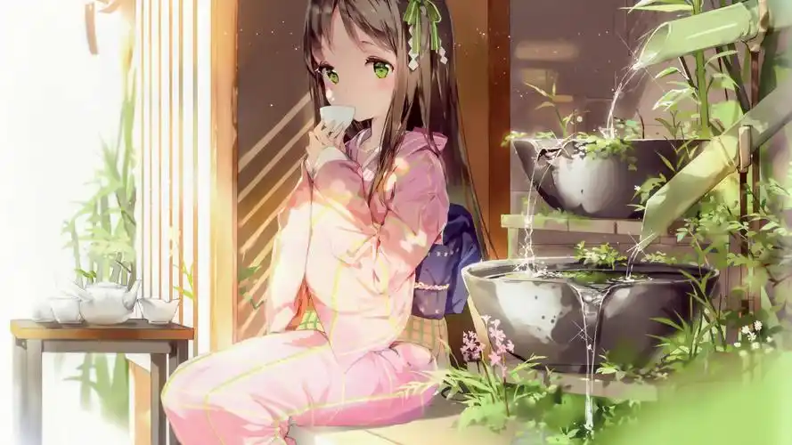 品茶 小憩 4k壁纸壁纸(动漫静态壁纸) - 静态壁纸下载 - 元气壁纸
