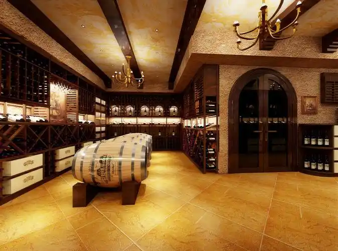 大连海昌集团地下室酒窖效果图设计及完工后酒窖图片