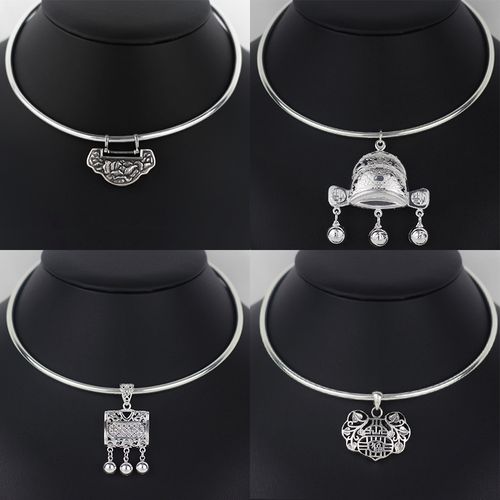 纯银项圈延长儿童小孩小孩宝宝宝传统工艺实心项链