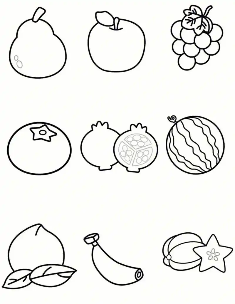 小班水果简笔画 小班水果简笔画,可以直接打印使用让幼儿填色.