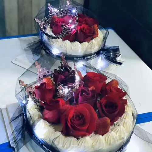 ins风黑纱白纱皇冠黑网纱蛋糕配件 布料女王范插件