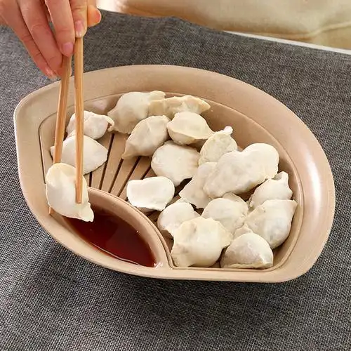 小麦秸秆饺子盘带沥水架双层餐盘家用塑料带醋碟水饺盘子碟子优惠券