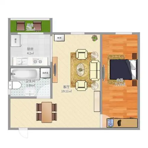 红旗小区 1室1厅1卫1厨 50-80㎡ 中国电信智慧家庭 建筑面积:50平方米