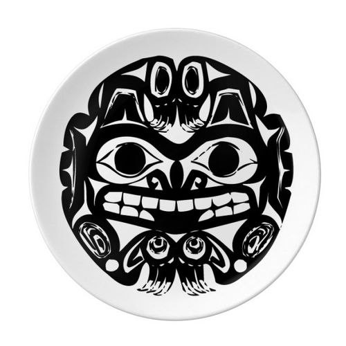 恶魔印第安骷髅祭司图腾陶瓷餐盘子8寸月光盘餐具家居礼物