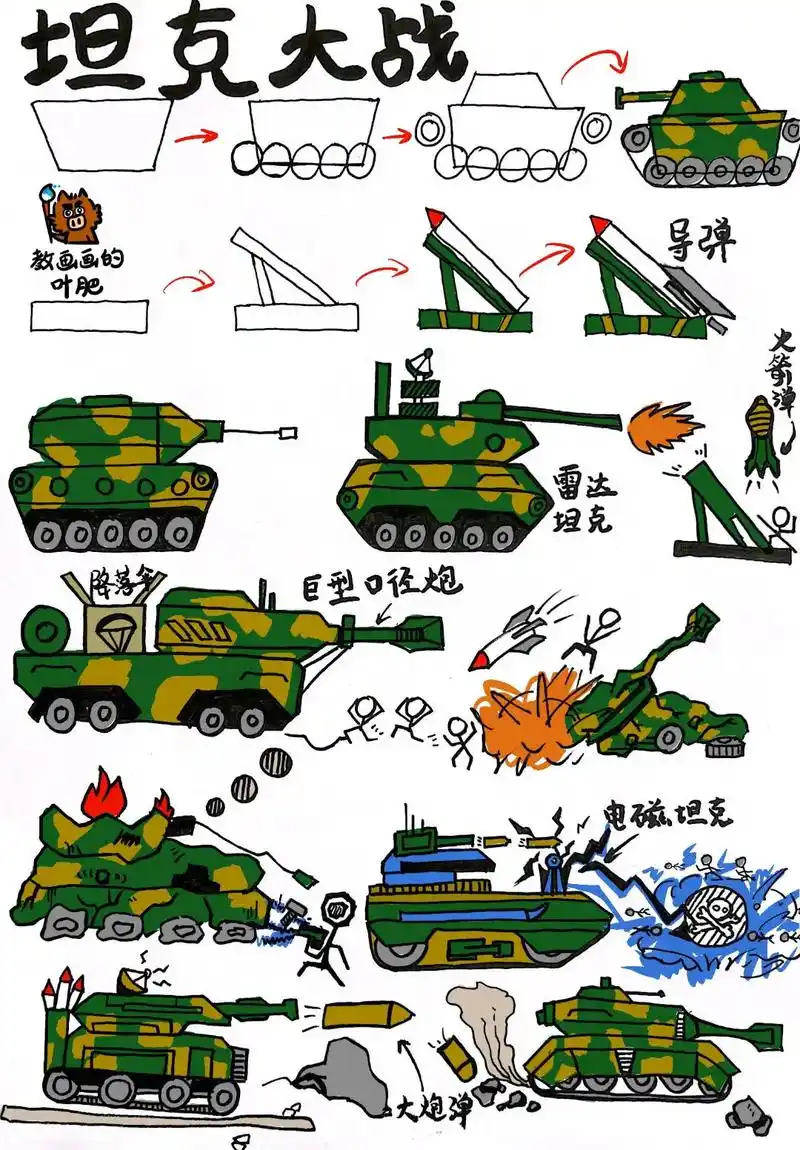 创意美术儿童画,导弹, - 抖音