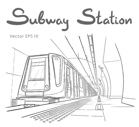 手绘莫斯科轻轨地铁站