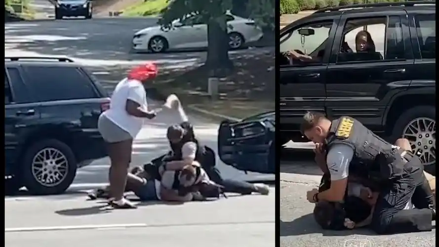 美国白人警察暴力殴打黑人致其昏厥孩子在一旁哭喊爸爸