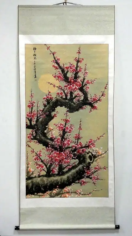 陈芬清 四尺花鸟梅花立轴挂画【梅月相乐】l3693 ￥110.00