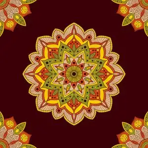 手绘东方饰品曼荼罗装饰.印度, 种族, 部落, 秘鲁, 花卉图案.