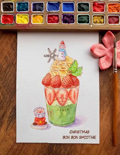 本次工具:水彩纸90:获多福中粗水彩笔7615:华虹尼龙笔水彩颜料