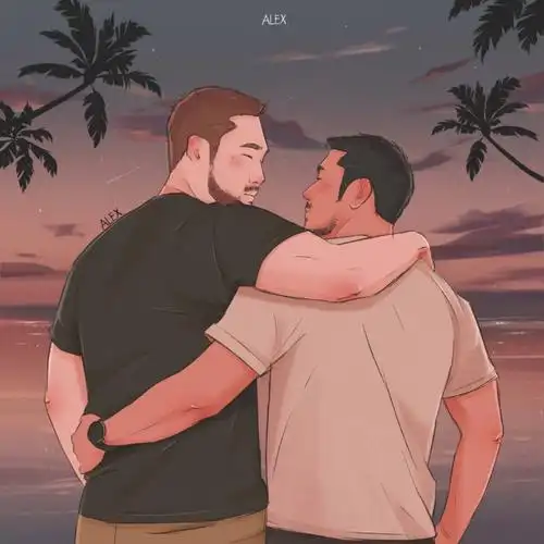 大海夕阳好朋友