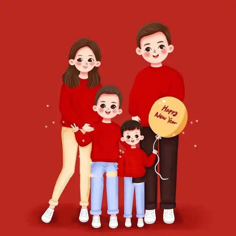 一家四口(俩男宝)头像 愿我的宝贝在新的一年里无灾无难 健康快乐成长