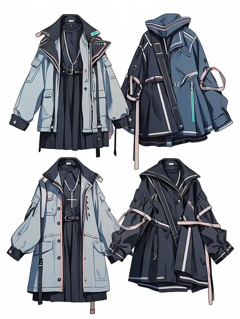 服装设计图:风衣外套