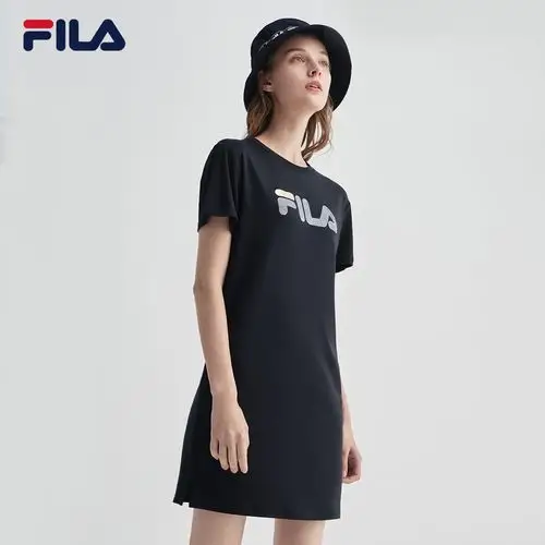 连衣裙fila斐乐官方女子夏季新款运动宽松针织运动连衣裙