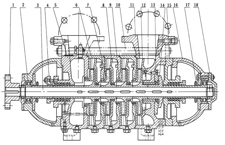 tswa卧式多级离心泵结构示意图