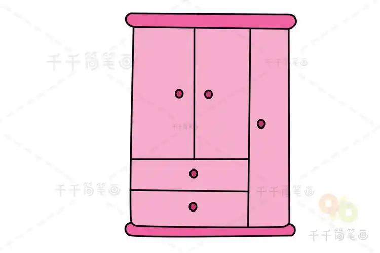 粉色系衣橱简笔画_生活用品简笔画