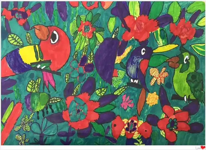 作品色彩的搭配具有情感性,表现了对大自然的印象,启示,感觉和心理