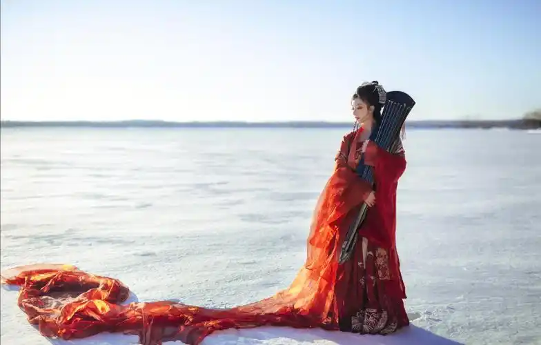 红梅白雪知76白雪红衣多伦多汉服雪景写真