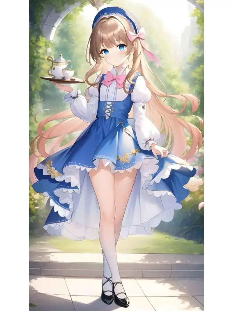 爱丽丝连衣长裙优雅女孩,动漫二次元绘画