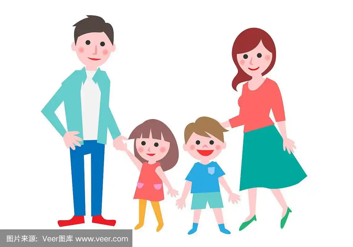 矢量,伴侣,绘画插图,两个孩子的家庭,可爱的