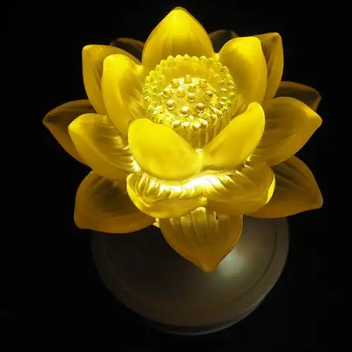 4.5寸led古法琉璃莲花供灯电池插电两用款佛堂佛前供灯长明灯单支