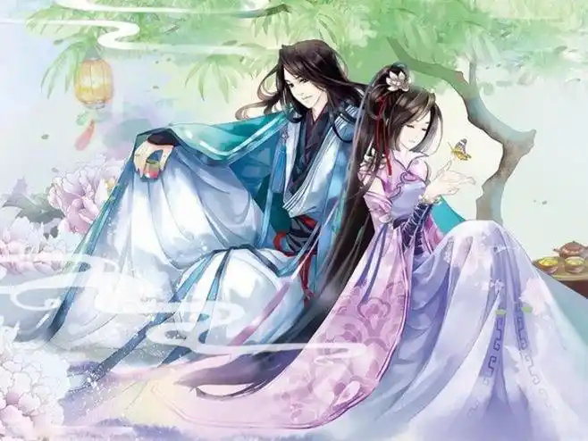 古风情侣古装情侣情侣古代古风人物仙侠唯美爱情恋爱游戏美术插画漫画