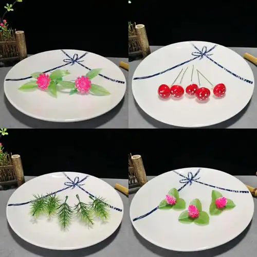 酒店婚宴摆盘花草冷菜装饰刺身点缀围边拼盘创意厨师盘饰用品摆件