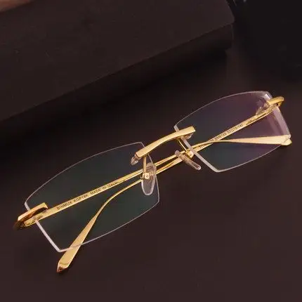 18k金纯钛眼镜架 男款半框超轻金色平光镜商务眼镜框配近视眼镜_7折