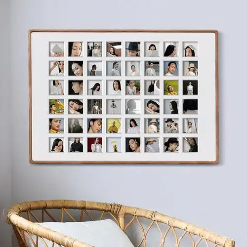 48宫格相框diy拼图9宫格宝宝周岁照片相册挂墙画礼物实木摆台