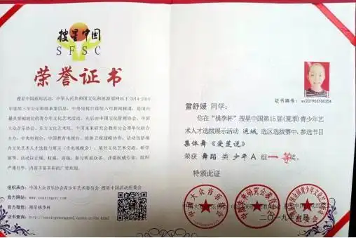 历年来,先后荣获"桃李杯"搜星中国第15届青少年艺术人才选拔赛舞蹈类