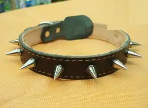 【包邮】尖刺狗圈防咬狗圈真皮带刺项圈带钉脖圈有刺大中型犬222