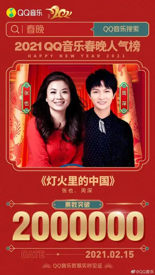 卡布叻_周深的《歌曲:灯火里的中国》在qq音乐2021春晚人气榜,乐林档
