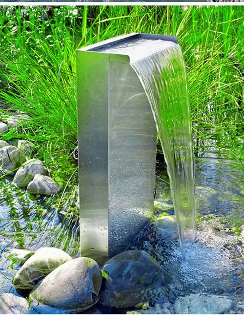 室外瀑布流水大型景观瀑布墙假山水池装饰流水不锈钢出水口订制水泵