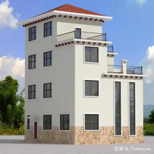 农村三层半自建房别墅设计