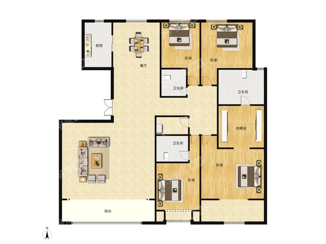 泰禾济南院子楼盘-5室户-户型图