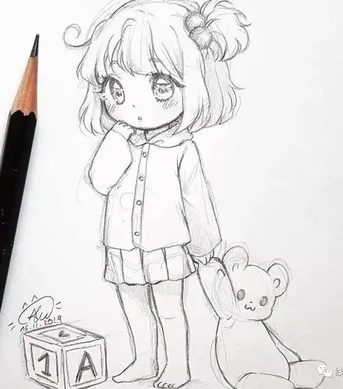 分享一组好看简单易上手的铅笔画人物肖像速写|插画|插画习作|殷磊零