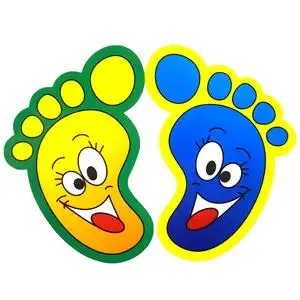 幼儿园防水耐磨地贴小脚丫可爱自粘走廊台阶地板卡通地面贴纸10对