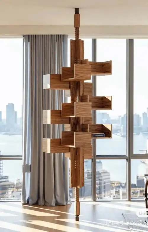 首先请人出了一张旋转书架的图纸,再量好自家需要的尺寸,切割