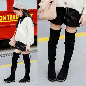 女童长筒靴子春秋儿童过膝单靴中大童高筒小女孩加绒冬季公主长靴