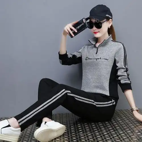 珂卡慕kekamu春休闲运动服套装女秋天款时尚新款女士健身服速干衣跑步