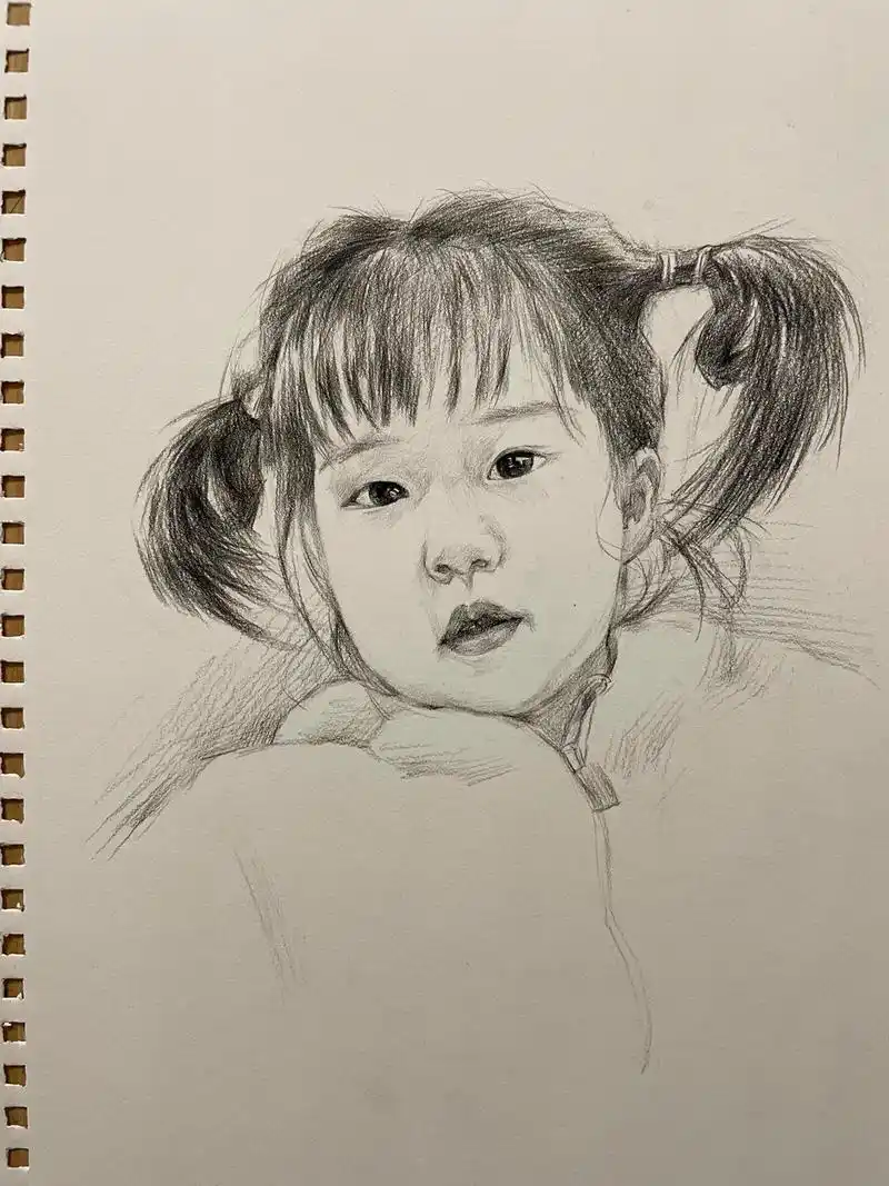 粉丝订制宝宝素描肖像画,喜欢私我.#素描人物 #人物肖像 # - 抖音