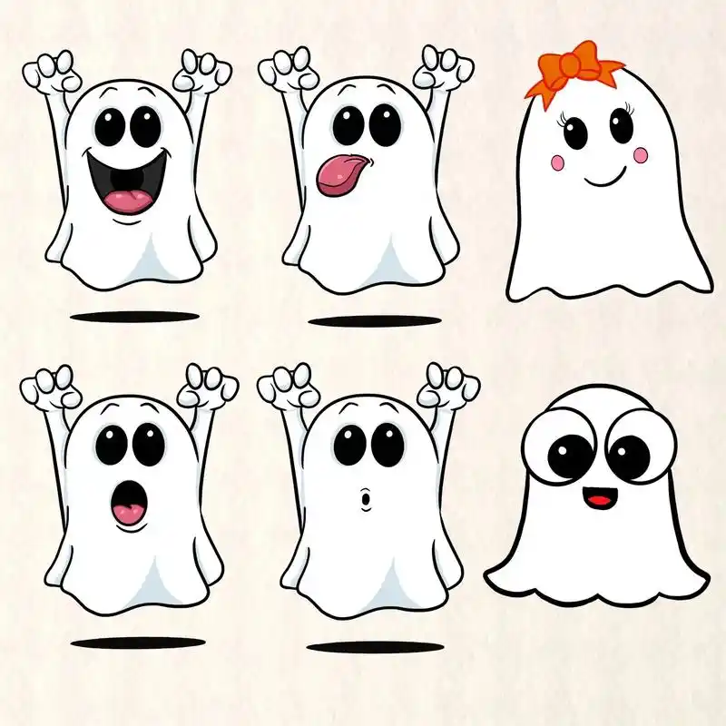万圣节系列三|可爱幽灵合集1|简笔画教程.万圣节第三弹99, - 抖音