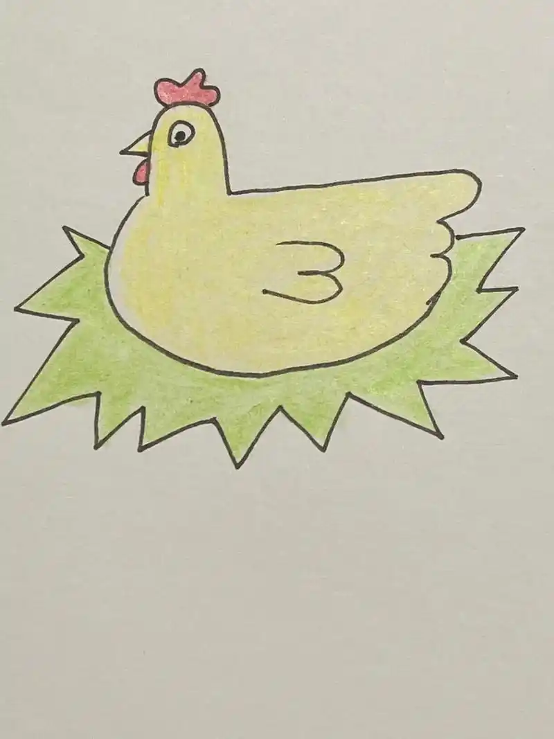 第76集,3～10岁简笔画//母鸡#一学就会的简笔画 #亲子 - 抖音