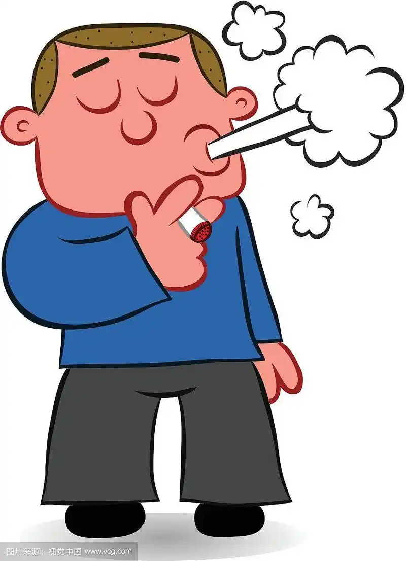抽着烟的卡通男人