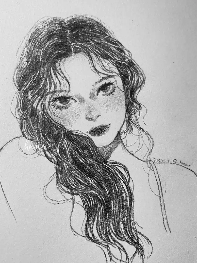 坚持更新.#手绘头像 #铅笔稿 #漫画女孩 #人物铅笔画 # - 抖音