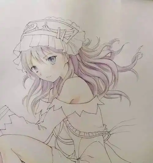 彩铅动漫人物画法步骤!_颜色_铅笔画_美少女