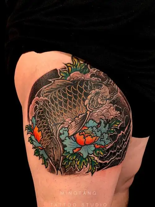 鲤鱼遮盖_纹身图案手稿图片_面包的纹身作品集