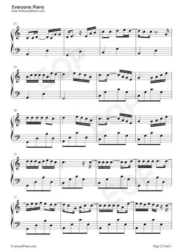 大城小爱-c调简单版五线谱预览2