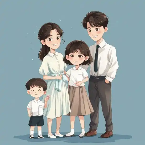 亲子头像|这套全家福亲子头像,儿女双全,幸福满满,不容错过